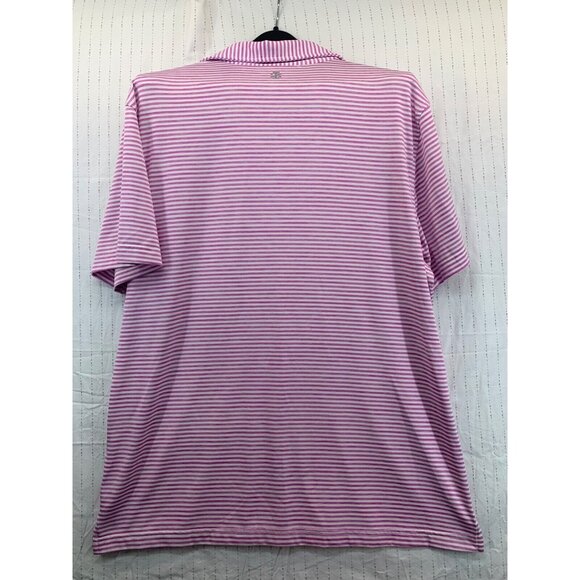 Izod Mens Golf Shirt Sz L Pink/White Striped Stretch SS Preppy Classic Retro - Picture 5 of 11